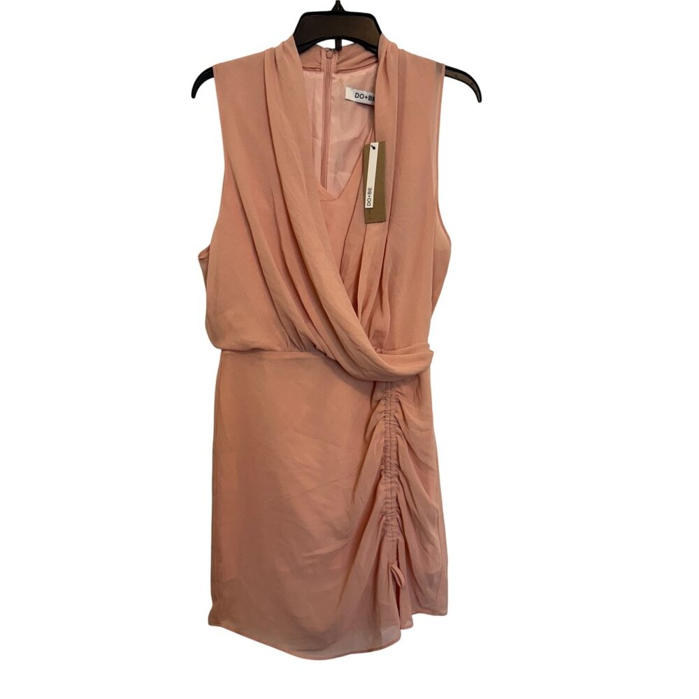 DO+BE Sleeveless Draped Mini Dress Womens S Blush Pink Lightweight Polyester